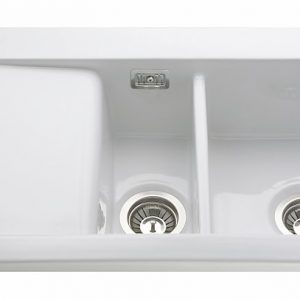 CDA KC74WH Ceramic One And A Half Bowl Sink